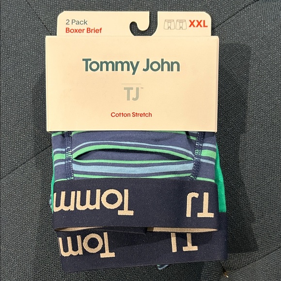 Tommy John Cotton Stretch Boxer Briefs - Navy and Teal Striped 2 pair Size XXL - Picture 1 of 7